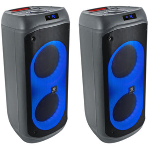 (2) Rockville BASS PARTY 8 Rechargeable Party Speakers w/Bluetooth Wireless Link