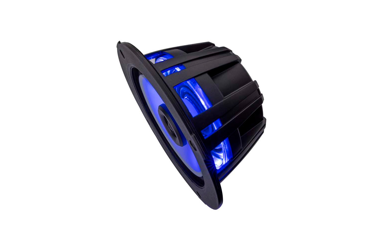 Pair Kicker 51KM614FL 6.5" Thin Mount 60w Marine Boat Speakers w/RGB LED KM614FL