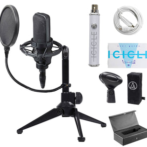 Audio Technica AT4033A Podcast Podcasting Microphone+Stand+Shockmount+Pop Filter