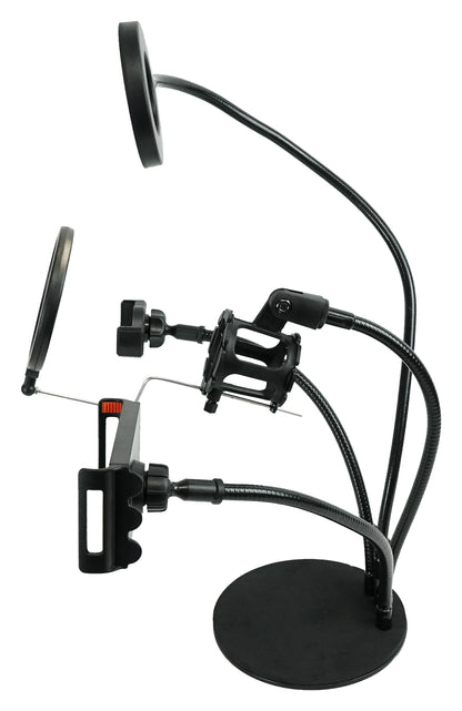 Broadcast Podcast Podcasting Mic + Selfie Light + Phone + Tablet Holder