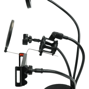 Technical Pro Broadcast Podcast Podcasting Mic+Selfie Light+Phone+Tablet Holder