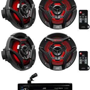 JVC KD-X38MBS Marine Stereo Receiver w/Bluetooth/USB+(4) 6.5" Speakers in Black