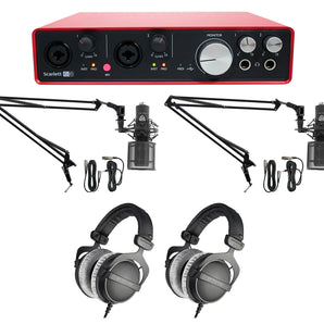 2-Person Podcast Podcasting Kit w/Interface+Beyerdynamic DT-770-PRO Headphones