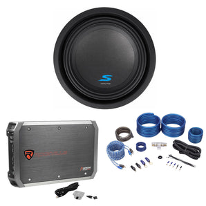 ALPINE S-W10D2 10" 1800 Watt Car Audio Subwoofer DVC Sub+Mono Amplifier+Amp Kit