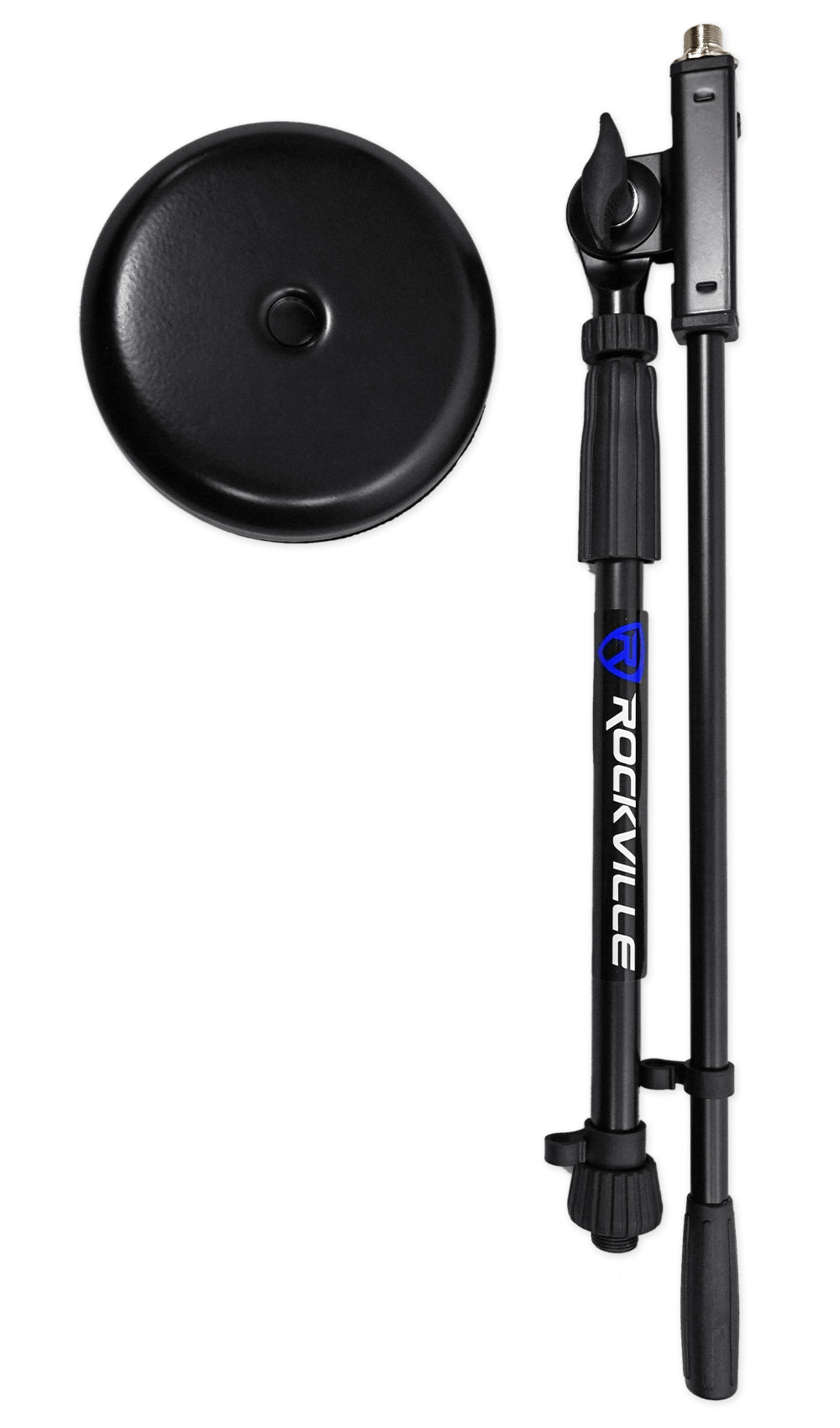 Desktop Mic Stand w / Steel Round Base + Fixed Boom and Rubber Pad