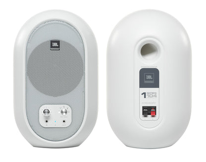 (2) 104SET-BTW Active Studio Monitors w/Bluetooth + White Adjustable Stands