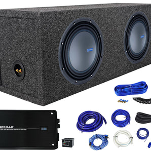 (2) Memphis Audio M71012 10" 750w Subwoofers+Amplifier+Sealed Sub Box Enclosure