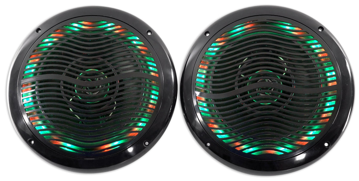 2) Rockville 6.5" LED Swivel Black Marine Wakeboard+Coaxial Speakers+Amp+Amp Kit