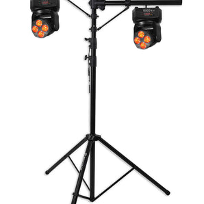 (4) Rockville RockOn-7 40w RGBW Moving Head DMX Spot Beam Lights and Tripod Stand