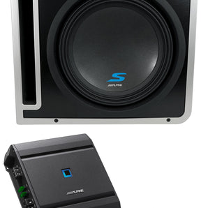 Alpine S-SB12V 12" 600w Subwoofer+Ported Sub Enclosure Box+Amplifier+Bass Knob