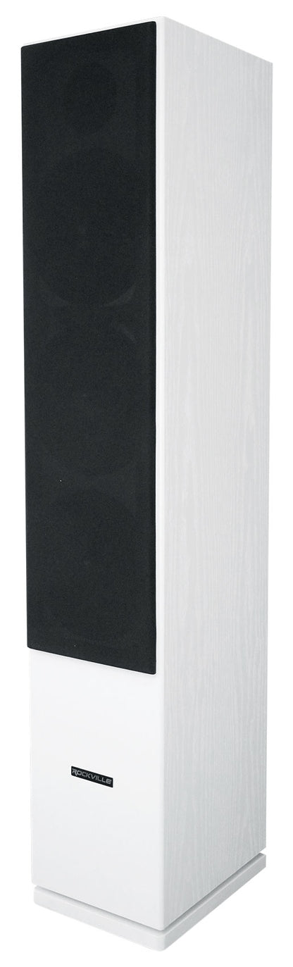 (2) Rockville Rocktower 64W White Home Audio Tower Speakers+Bluetooth/Wifi Amp