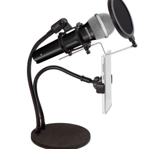 Technical Pro Broadcast Podcast Podcasting Desk Stand w/ Microphone+Phone Holder