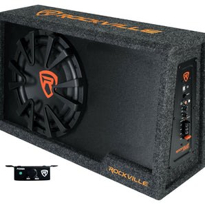 Rockville RVS12A 12" Slim Vented Powered Car Subwoofer Enclosure, 1400 Watts