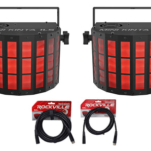 (2) Chauvet DJ Mini Kinta ILS RGBW Party/Stage Effect Lights D-Fi USB+DMX Cables