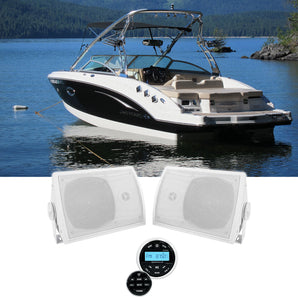 Rockville RGHR2 Marine Gauge Boat Receiver w Bluetooth USB+2) 5.25" Box Speakers