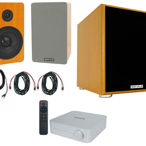 (2) Rockville RockShelf 58C 5.25" Wood Bookshelf Speakers+Bluetooth/Wifi Amp+Sub