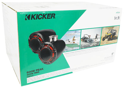Pair KICKER 47KMFC9 9" Marine Boat Horn Loaded Flat Mount Tower Speakers KMFC9