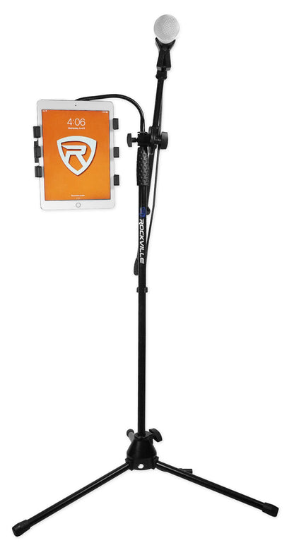 Rockville RVMIC5 Tripod Microphone Mic Stand w/ Boom+Gooseneck w/iPad Clip+Bag