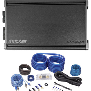 KICKER 46CXA12001 CXA1200.1 1200 Watt RMS Mono Class D Car Amplifier+Amp Kit