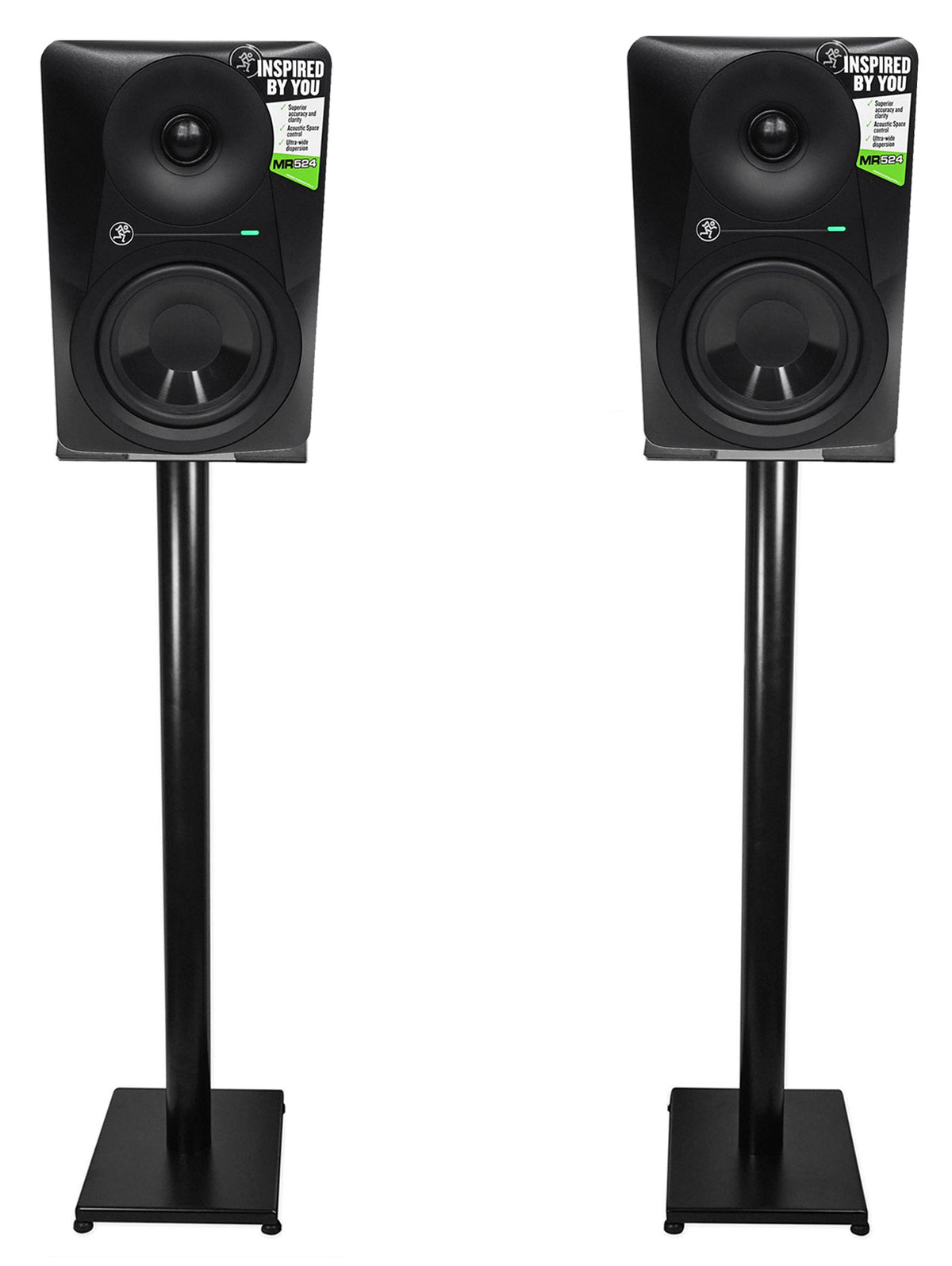 Pair Mackie MR524 5” 50 Watt Powered Active Studio Monitor Speakers+37" Stands