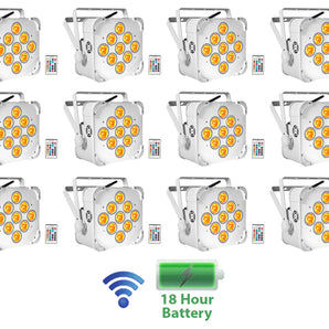 12 Rockville BEST PAR 60 White Rechargeable Wash Up-Lights Wireless DMX+RGBWA+UV
