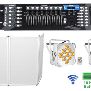 (2) Rockville BEST PAR 60 White Rechargeable Wireless Wash Lights+Facade+Control