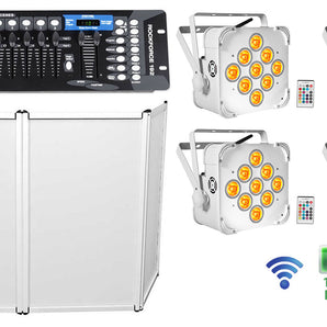 (4) Rockville BEST PAR 60 White Rechargeable Wireless Wash Lights+Facade+Control