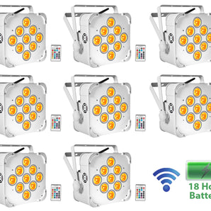 8) Rockville BEST PAR 60 White Rechargeable Wash Up-Lights Wireless DMX+RGBWA+UV