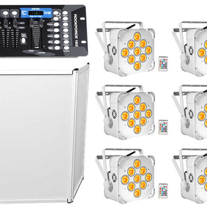 (8) Rockville BEST PAR 60 White Rechargeable Wireless Wash Lights+Facade+Control