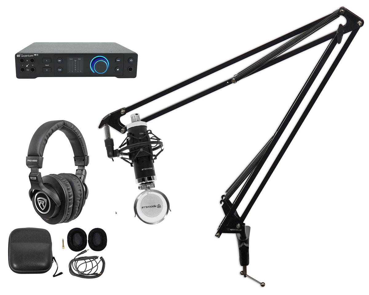 1-Person Podcast Recording Kit With Quantum HD2 Interface + Boom Arm