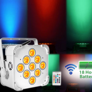 2) Rockville BEST PAR 60 White Rechargeable Wash Up-Lights Wireless DMX+RGBWA+UV