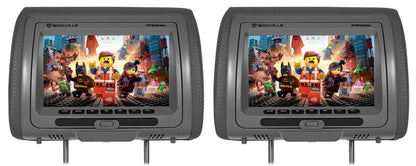 Rockville RTSVD961-GR 9” Grey Plug N Play Dual DVD/HDMI Car Headrest Monitors