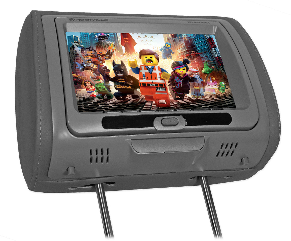 Rockville RTSVD961-GR 9” Grey Plug N Play Dual DVD/HDMI Car Headrest Monitors