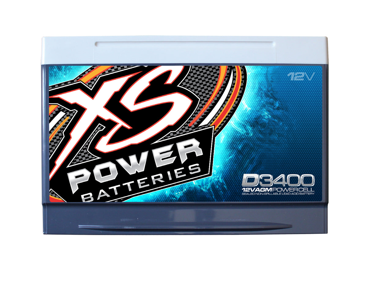 XS Power D3400 3300 Amp Car Audio Battery+Terminal Hardware+Power/Ground Wires