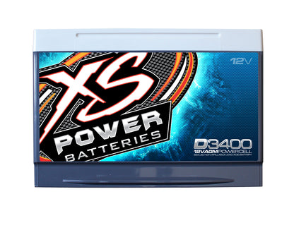 XS Power D3400 3300 Amp Car Audio Battery+Terminal Hardware+Power/Ground Wires