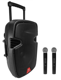Rockville RAM12BT 12" Rechargeable Powered 600W DJ PA Speaker, 2 Mics, Bluetooth
