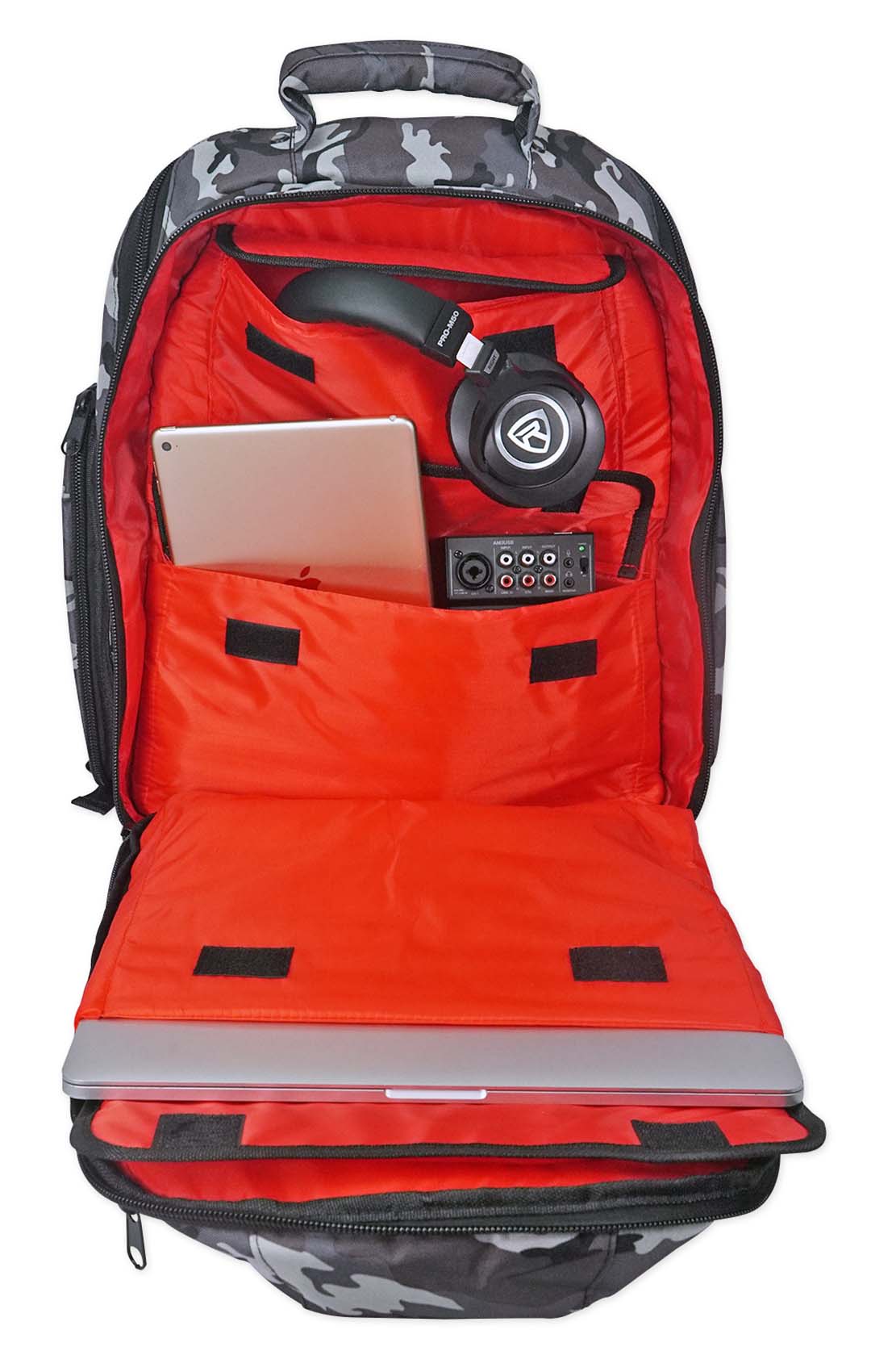 Rockville DJ Laptop/Gear Travel Camo Backpack Bag+Headphone Compartment+Dividers