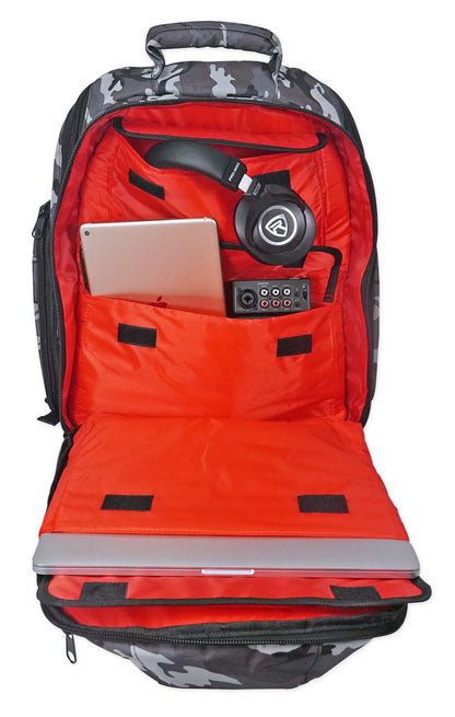 Rockville DJ Laptop/Gear Travel Camo Backpack Bag+Headphone Compartment+Dividers