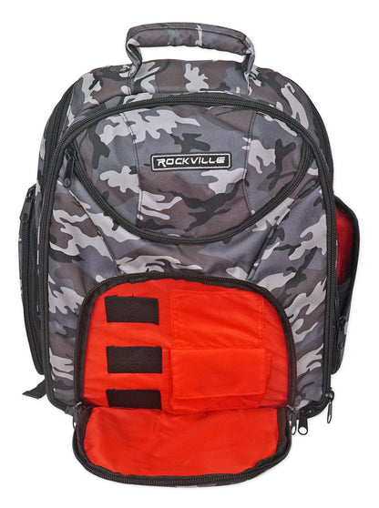 Rockville DJ Laptop/Gear Travel Camo Backpack Bag+Headphone Compartment+Dividers