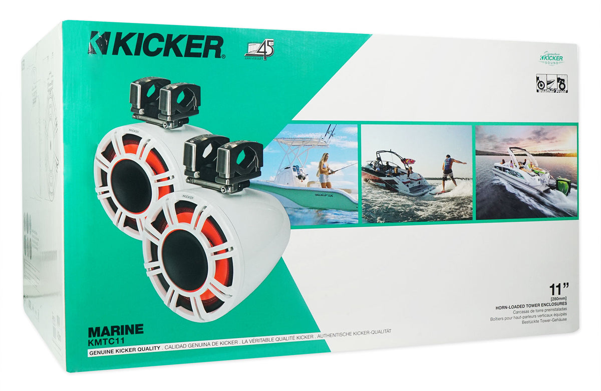 Pair Kicker KMTC11 HLCD 11" 600w Horn-Loaded LED Wakeboard Tower Speakers 44KMTC114