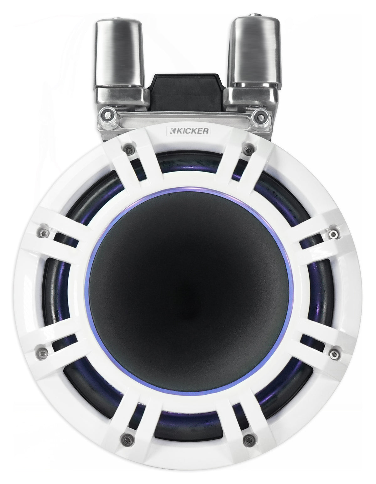 Pair Kicker KMTC9 HLCD 9" 600w White Wakeboard Tower LED Speakers w/Horns 44KMTC94W