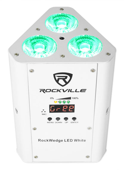 (6) RockWedge LED White RGBWA+UV Rechargeable Wireless DMX Lights+Bag