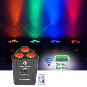 Rockville RockWedge LED RGBWA+UV Battery Powered Wireless DMX DJ Par Up-Light