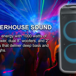 Rockville ROCK PARTY 9 Dual 8" Home/Portable Bluetooth Speaker Deep Bass+Effects