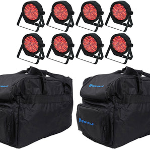 (8) Chauvet DJ SLIMPAR 56 ILS DMX RGB LED Par Wash Up-Lights+Carry Bags