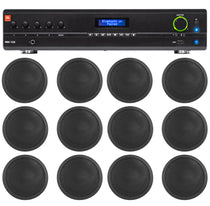 JBL Commercial Amp+(12) Black 6" Ceiling Speakers For Restaurant/Bar/Office/Cafe