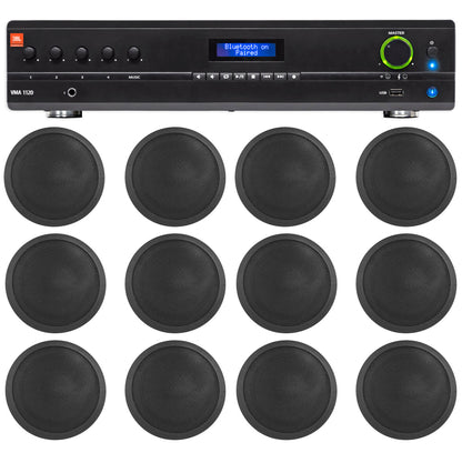 JBL Commercial Amp+(12) Black 6" Ceiling Speakers For Restaurant/Bar/Office/Cafe