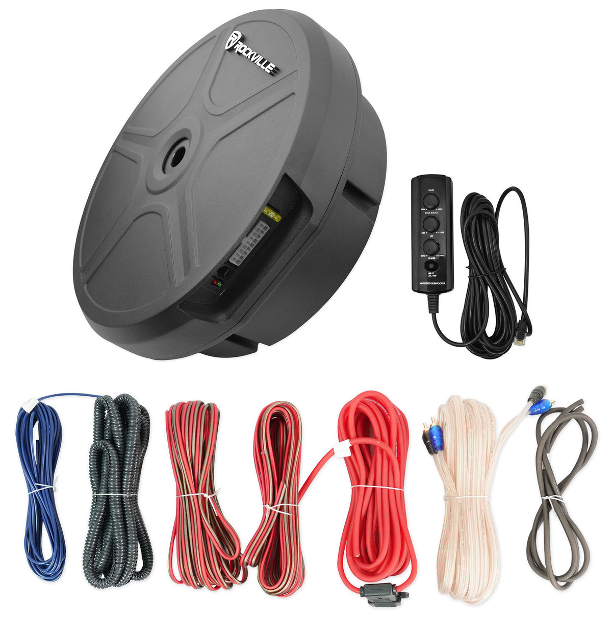 Rockville RockGhost Active 8" Car Subwoofer For 15"/16"/17" Full Size Spare Tire
