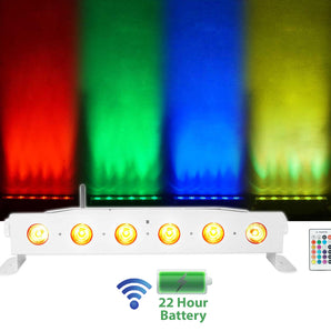 Rockville BEST STRIP 60 White Battery Powered DJ Light Bar Wireless DMX+RGBWA+UV