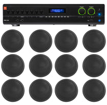 JBL 2-Channel Amp+(12) Black 6" Ceiling Speakers For Restaurant/Bar/Office/Cafe
